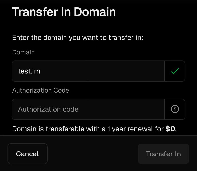 Vercel 最近新搞的域名服务，貌似有毛可以薅，从其它服务商转过来 .im 可以免费续一年